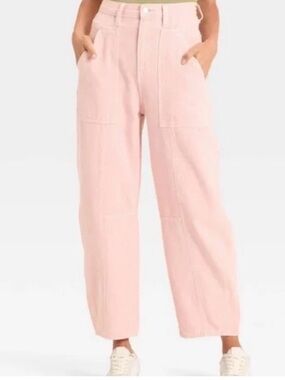 NWT Universal Thread Easy Barrel Jeans High Rise Barrel Leg PINK Size 14 Reg